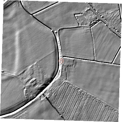 Shaded relief map of the ground around PE149JT, computed from Environment Agency LiDAR. The ground here sits at about 2 m above sea level and falls 4 m across the surrounding 800 m. Surface water reaching this point runs off ground lying to the south-west, 3.8 m higher.