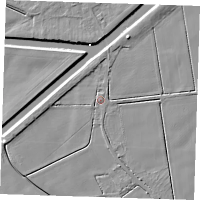 Shaded relief map of the ground around PE149JX, computed from Environment Agency LiDAR. The ground here sits at about 3 m above sea level and falls 6 m across the surrounding 800 m. Surface water reaching this point runs off ground lying to the north-east, 1.7 m higher.