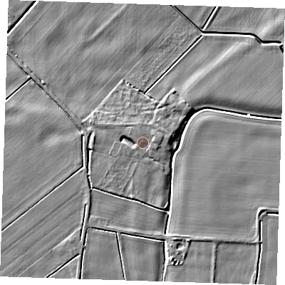 Shaded relief map of the ground around PE149LJ, computed from Environment Agency LiDAR. The ground here sits at about 3 m above sea level and falls 5 m across the surrounding 800 m. Surface water reaching this point runs off ground lying to the east-north-east, 1.4 m higher.