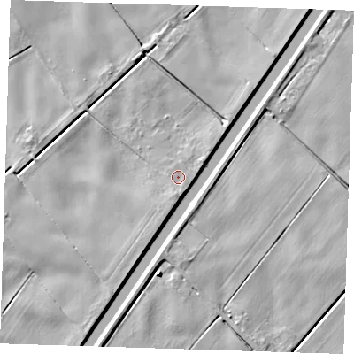 Shaded relief map of the ground around PE149LP, computed from Environment Agency LiDAR. The ground here sits at about 2 m above sea level and falls 5 m across the surrounding 800 m. Surface water reaching this point runs off ground lying to the south-south-east, 1.3 m higher.