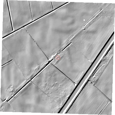 Shaded relief map of the ground around PE149LR, computed from Environment Agency LiDAR. The ground here sits at about 1 m above sea level and falls 4 m across the surrounding 800 m. Surface water reaching this point runs off ground lying to the west, 1.0 m higher.