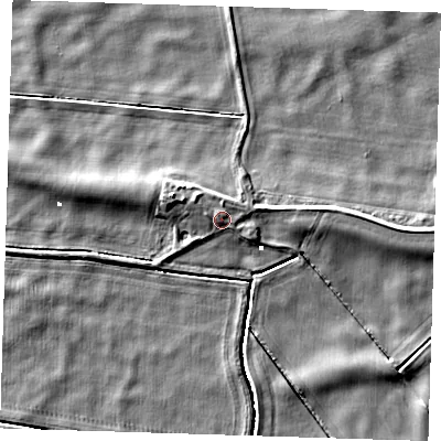 Shaded relief map of the ground around PE149NU, computed from Environment Agency LiDAR. The ground here sits at about 2 m above sea level and falls 7 m across the surrounding 800 m. Surface water reaching this point runs off ground lying to the north, 1.0 m higher.