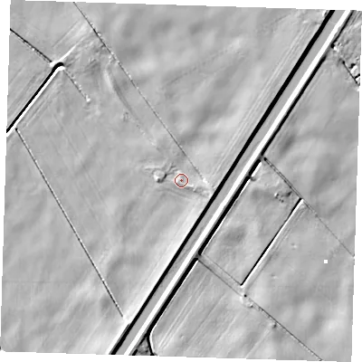 Shaded relief map of the ground around PE149PA, computed from Environment Agency LiDAR. The ground here sits at about 1 m above sea level and falls 7 m across the surrounding 800 m. Surface water reaching this point runs off ground lying to the east-south-east, 1.3 m higher.