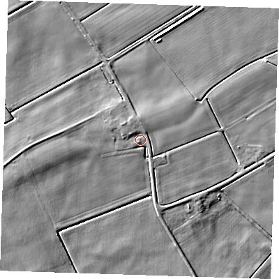 Shaded relief map of the ground around PE149PN, computed from Environment Agency LiDAR. The ground here sits at about 2 m above sea level and falls 6 m across the surrounding 800 m. Surface water reaching this point runs off ground lying to the north, 1.3 m higher.