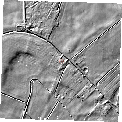 Shaded relief map of the ground around PE149QA, computed from Environment Agency LiDAR. The ground here sits at about 2 m above sea level and falls 5 m across the surrounding 800 m. Surface water reaching this point runs off ground lying to the south-east, 2.6 m higher.