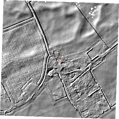 Shaded relief map of the ground around PE149QH, computed from Environment Agency LiDAR. The ground here sits at about 2 m above sea level and falls 5 m across the surrounding 800 m. Surface water reaching this point runs off ground lying to the south, 1.3 m higher.