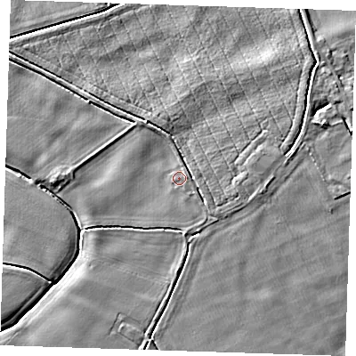 Shaded relief map of the ground around PE149QL, computed from Environment Agency LiDAR. The ground here sits at about 2 m above sea level and falls 5 m across the surrounding 800 m. Surface water reaching this point runs off ground lying to the south-east, 1.2 m higher.