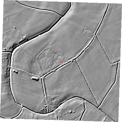 Shaded relief map of the ground around PE149QN, computed from Environment Agency LiDAR. The ground here sits at about 2 m above sea level and falls 6 m across the surrounding 800 m. Surface water reaching this point runs off ground lying to the south-south-west, 2.2 m higher.