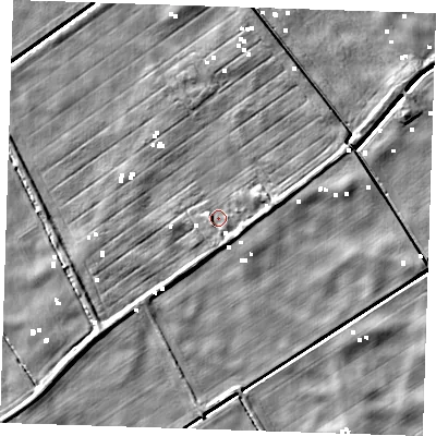 Shaded relief map of the ground around PE149QQ, computed from Environment Agency LiDAR. The ground here sits at about -0 m above sea level and falls 4 m across the surrounding 800 m. Surface water reaching this point runs off ground lying to the west-south-west, 1.9 m higher.