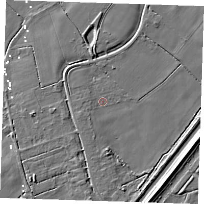 Shaded relief map of the ground around PE149RG, computed from Environment Agency LiDAR. The ground here sits at about 2 m above sea level and falls 8 m across the surrounding 800 m. Surface water reaching this point runs off ground lying to the west-south-west, 1.9 m higher.