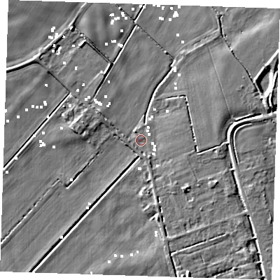 Shaded relief map of the ground around PE149SB, computed from Environment Agency LiDAR. The ground here sits at about -0 m above sea level and falls 6 m across the surrounding 800 m. Surface water reaching this point runs off ground lying to the east-south-east, 4.3 m higher.