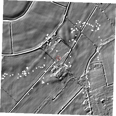 Shaded relief map of the ground around PE149SE, computed from Environment Agency LiDAR. The ground here sits at about 0 m above sea level and falls 4 m across the surrounding 800 m. Surface water reaching this point runs off ground lying to the north, 3.7 m higher.
