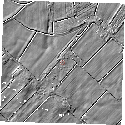 Shaded relief map of the ground around PE149SH, computed from Environment Agency LiDAR. The ground here sits at about 2 m above sea level and falls 5 m across the surrounding 800 m. Surface water reaching this point runs off ground lying to the north, 0.7 m higher.