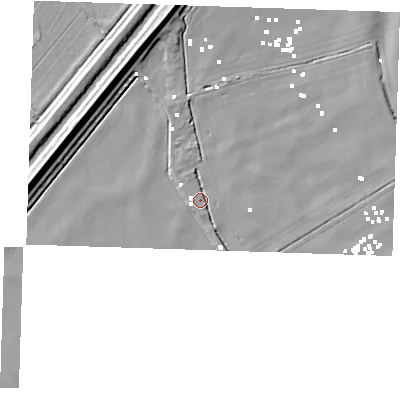Shaded relief map of the ground around PE149TG, computed from Environment Agency LiDAR. The ground here sits at about -0 m above sea level and falls 8 m across the surrounding 800 m. Surface water reaching this point runs off ground lying to the west, 2.0 m higher.