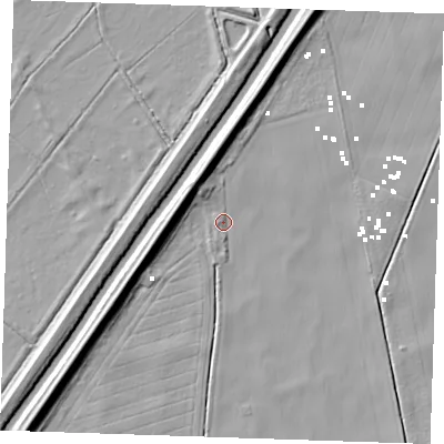 Shaded relief map of the ground around PE149TW, computed from Environment Agency LiDAR. The ground here sits at about -1 m above sea level and falls 9 m across the surrounding 800 m. Surface water reaching this point runs off ground lying to the north-north-west, 8.0 m higher.