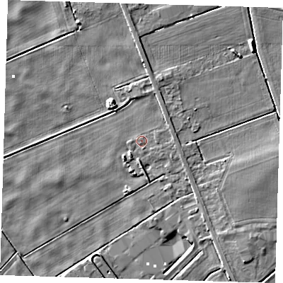 Shaded relief map of the ground around PE150BJ, computed from Environment Agency LiDAR. The ground here sits at about 2 m above sea level and falls 8 m across the surrounding 800 m. Surface water reaching this point runs off ground lying to the east, 1.7 m higher.