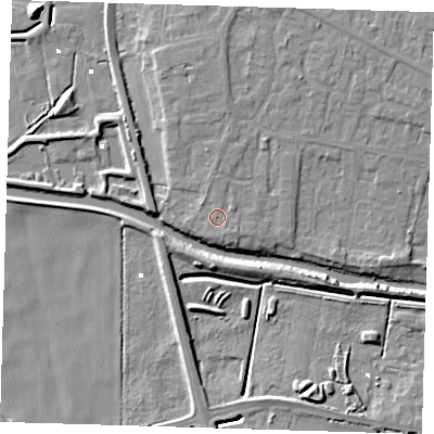 Shaded relief map of the ground around PE158DE, computed from Environment Agency LiDAR. The ground here sits at about 3 m above sea level and falls 9 m across the surrounding 800 m. Surface water reaching this point runs off ground lying to the south-east, 0.8 m higher.