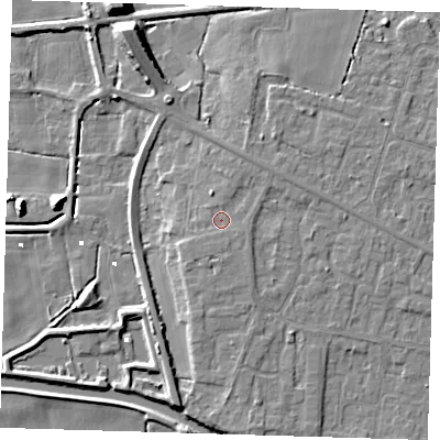 Shaded relief map of the ground around PE158HE, computed from Environment Agency LiDAR. The ground here sits at about 3 m above sea level and falls 10 m across the surrounding 800 m. Surface water reaching this point runs off ground lying to the north-east, 1.2 m higher.