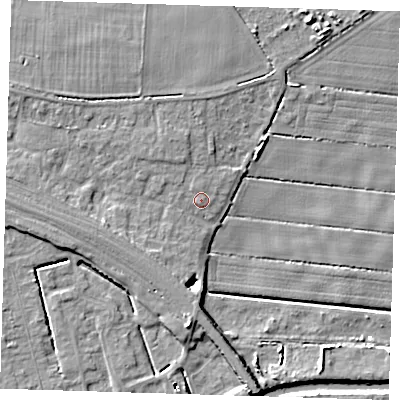 Shaded relief map of the ground around PE158SG, computed from Environment Agency LiDAR. The ground here sits at about 3 m above sea level and falls 8 m across the surrounding 800 m. Surface water reaching this point runs off ground lying to the north-north-west, 0.6 m higher.
