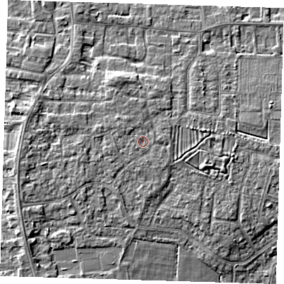 Shaded relief map of the ground around PE159DJ, computed from Environment Agency LiDAR. The ground here sits at about 5 m above sea level and falls 5 m across the surrounding 800 m. Surface water reaching this point runs off ground lying to the north-west, 0.9 m higher.