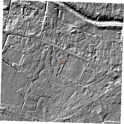 Shaded relief map of the ground around PE159RN, computed from Environment Agency LiDAR. The ground here sits at about 1 m above sea level and falls 6 m across the surrounding 800 m. Surface water reaching this point runs off ground lying to the south-west, 3.0 m higher.