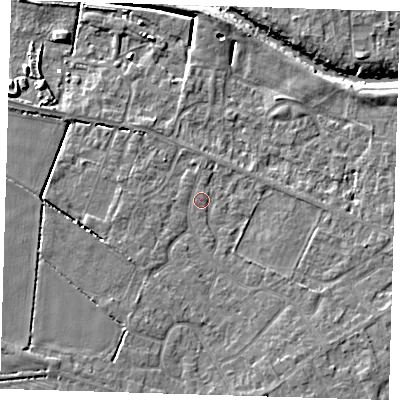 Shaded relief map of the ground around PE159TE, computed from Environment Agency LiDAR. The ground here sits at about 2 m above sea level and falls 7 m across the surrounding 800 m. Surface water reaching this point runs off ground lying to the south-west, 3.1 m higher.