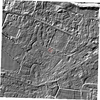 Shaded relief map of the ground around PE159TF, computed from Environment Agency LiDAR. The ground here sits at about 2 m above sea level and falls 6 m across the surrounding 800 m. Surface water reaching this point runs off ground lying to the south-east, 1.7 m higher.