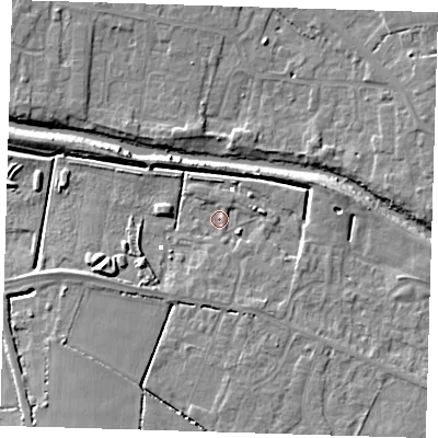 Shaded relief map of the ground around PE159TR, computed from Environment Agency LiDAR. The ground here sits at about -0 m above sea level and falls 7 m across the surrounding 800 m. Surface water reaching this point runs off ground lying to the east-north-east, 4.2 m higher.