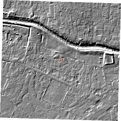 Shaded relief map of the ground around PE159UJ, computed from Environment Agency LiDAR. The ground here sits at about 2 m above sea level and falls 9 m across the surrounding 800 m. Surface water reaching this point runs off ground lying to the north-north-east, 0.8 m higher.