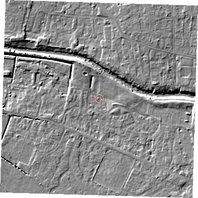 Shaded relief map of the ground around PE159UN, computed from Environment Agency LiDAR. The ground here sits at about 1 m above sea level and falls 7 m across the surrounding 800 m. Surface water reaching this point runs off ground lying to the north-north-west, 3.5 m higher.