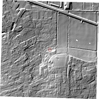 Shaded relief map of the ground around PE166DU, computed from Environment Agency LiDAR. The ground here sits at about 2 m above sea level and falls 11 m across the surrounding 800 m. Surface water reaching this point runs off ground lying to the south-south-east, 7.0 m higher.