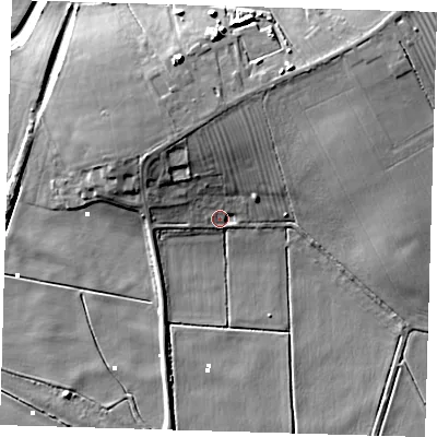 Shaded relief map of the ground around PE166SG, computed from Environment Agency LiDAR. The ground here sits at about 2 m above sea level and falls 15 m across the surrounding 800 m. Surface water reaching this point runs off ground lying to the north-north-west, 9.3 m higher.