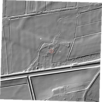 Shaded relief map of the ground around PE166UG, computed from Environment Agency LiDAR. The ground here sits at about 1 m above sea level and falls 7 m across the surrounding 800 m. Surface water reaching this point runs off ground lying to the north-west, 1.2 m higher.