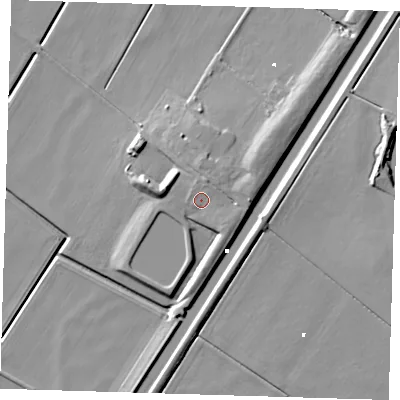 Shaded relief map of the ground around PE166XL, computed from Environment Agency LiDAR. The ground here sits at about 3 m above sea level and falls 9 m across the surrounding 800 m. Surface water reaching this point runs off ground lying to the north-north-east, 1.9 m higher.
