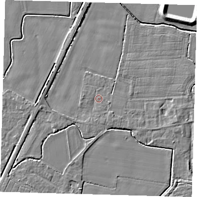 Shaded relief map of the ground around PE201AU, computed from Environment Agency LiDAR. The ground here sits at about 3 m above sea level and falls 5 m across the surrounding 800 m. Surface water reaching this point runs off ground lying to the south-east, 1.1 m higher.