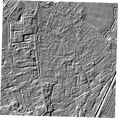 Shaded relief map of the ground around PE201HB, computed from Environment Agency LiDAR. The ground here sits at about 3 m above sea level and falls 4 m across the surrounding 800 m. Surface water reaching this point runs off ground lying to the south-west, 3.2 m higher.