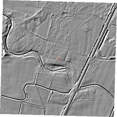 Shaded relief map of the ground around PE201JP, computed from Environment Agency LiDAR. The ground here sits at about 3 m above sea level and falls 7 m across the surrounding 800 m. Surface water reaching this point runs off ground lying to the north-west, 0.6 m higher.