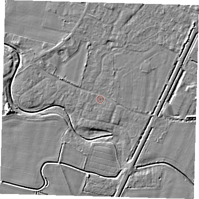 Shaded relief map of the ground around PE201JW, computed from Environment Agency LiDAR. The ground here sits at about 3 m above sea level and falls 7 m across the surrounding 800 m. Surface water reaching this point runs off ground lying to the west-north-west, 0.6 m higher.