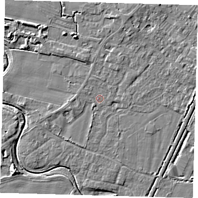 Shaded relief map of the ground around PE201JZ, computed from Environment Agency LiDAR. The ground here sits at about 3 m above sea level and falls 7 m across the surrounding 800 m. Surface water reaching this point runs off ground lying to the west-north-west, 0.7 m higher.
