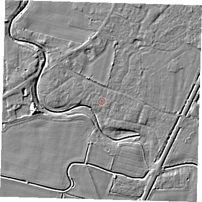 Shaded relief map of the ground around PE201LE, computed from Environment Agency LiDAR. The ground here sits at about 3 m above sea level and falls 7 m across the surrounding 800 m. Surface water reaching this point runs off ground lying to the east-south-east, 0.6 m higher.