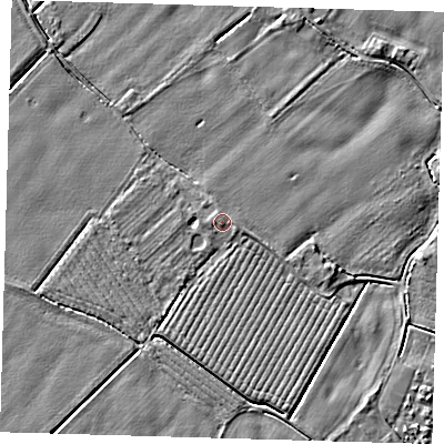 Shaded relief map of the ground around PE201LZ, computed from Environment Agency LiDAR. The ground here sits at about 4 m above sea level and falls 3 m across the surrounding 800 m. Surface water reaching this point runs off ground lying to the east, 0.7 m higher.