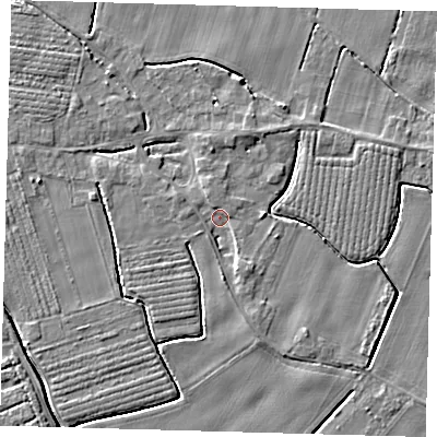 Shaded relief map of the ground around PE201NP, computed from Environment Agency LiDAR. The ground here sits at about 3 m above sea level and falls 4 m across the surrounding 800 m. Surface water reaching this point runs off ground lying to the south-south-east, 2.3 m higher.