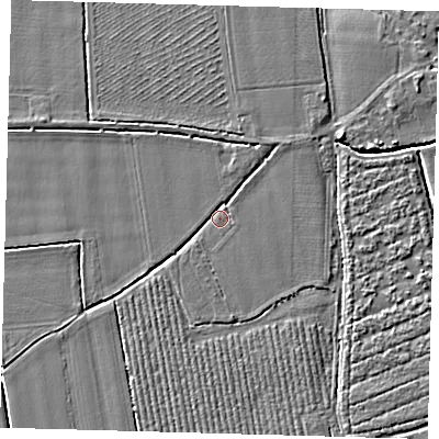 Shaded relief map of the ground around PE201PD, computed from Environment Agency LiDAR. The ground here sits at about 3 m above sea level and falls 3 m across the surrounding 800 m. Surface water reaching this point runs off ground lying to the north-east, 1.5 m higher.