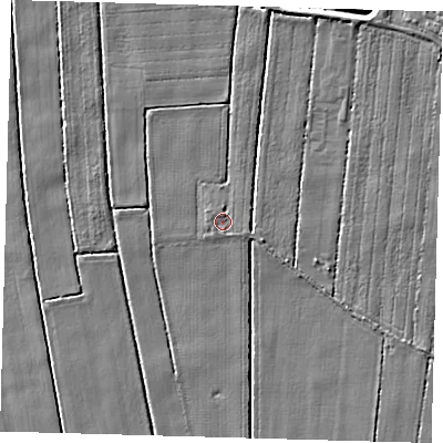 Shaded relief map of the ground around PE201RR, computed from Environment Agency LiDAR. The ground here sits at about 3 m above sea level and falls 4 m across the surrounding 800 m. Surface water reaching this point runs off ground lying to the east-south-east, 0.9 m higher.