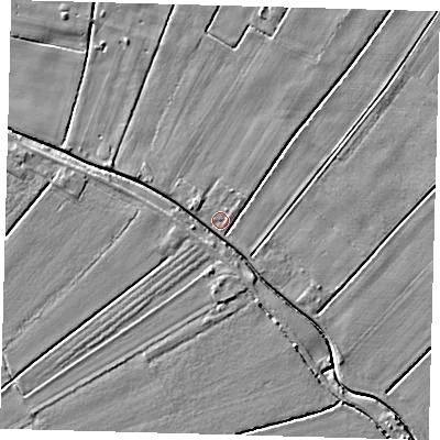 Shaded relief map of the ground around PE201TA, computed from Environment Agency LiDAR. The ground here sits at about 3 m above sea level and falls 3 m across the surrounding 800 m. Surface water reaching this point runs off ground lying to the east, 0.7 m higher.