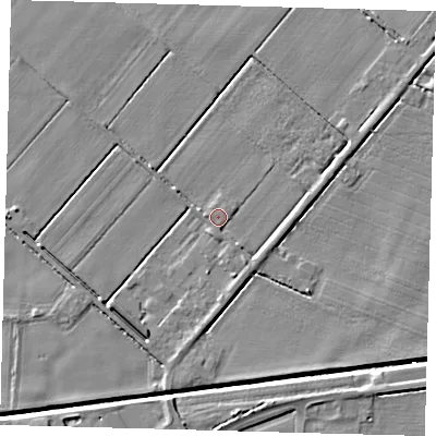 Shaded relief map of the ground around PE201TR, computed from Environment Agency LiDAR. The ground here sits at about 3 m above sea level and falls 5 m across the surrounding 800 m. Surface water reaching this point runs off ground lying to the east, 1.7 m higher.
