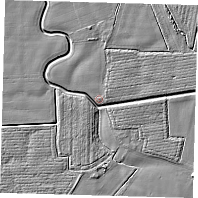 Shaded relief map of the ground around PE202BB, computed from Environment Agency LiDAR. The ground here sits at about 3 m above sea level and falls 5 m across the surrounding 800 m. Surface water reaching this point runs off ground lying to the north-east, 1.2 m higher.