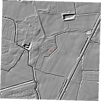 Shaded relief map of the ground around PE202HL, computed from Environment Agency LiDAR. The ground here sits at about 3 m above sea level and falls 5 m across the surrounding 800 m. Surface water reaching this point runs off ground lying to the west, 2.5 m higher.