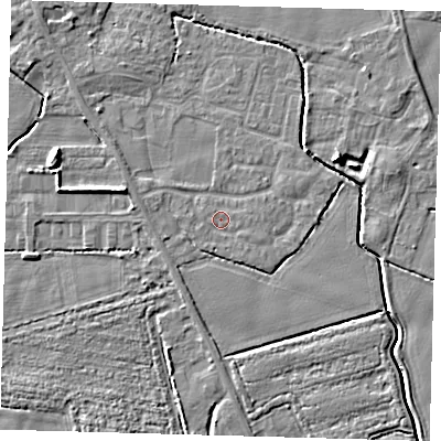 Shaded relief map of the ground around PE202JB, computed from Environment Agency LiDAR. The ground here sits at about 3 m above sea level and falls 7 m across the surrounding 800 m. Surface water reaching this point runs off ground lying to the south-south-west, 0.7 m higher.