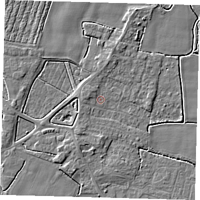 Shaded relief map of the ground around PE202JS, computed from Environment Agency LiDAR. The ground here sits at about 3 m above sea level and falls 4 m across the surrounding 800 m. Surface water reaching this point runs off ground lying to the north-north-east, 1.8 m higher.